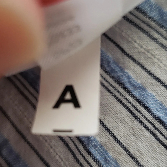 Loft Blouse Blue White Stripes Women  Long Sleeve Cottage Prairie Minimalist Lg - Picture 11 of 13